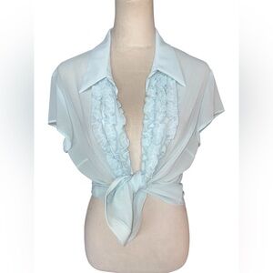 Gramercy By Alice Roi Beautiful Light blue ruffle button down blouse